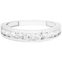 White Diamond Round Channel Set Gold Band Fashion Cocktail Ring