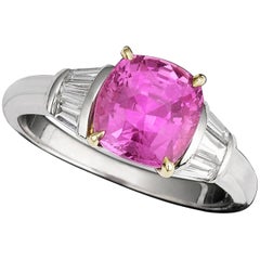 Untreated 2.79 Carat Pink Sapphire Diamond Ring