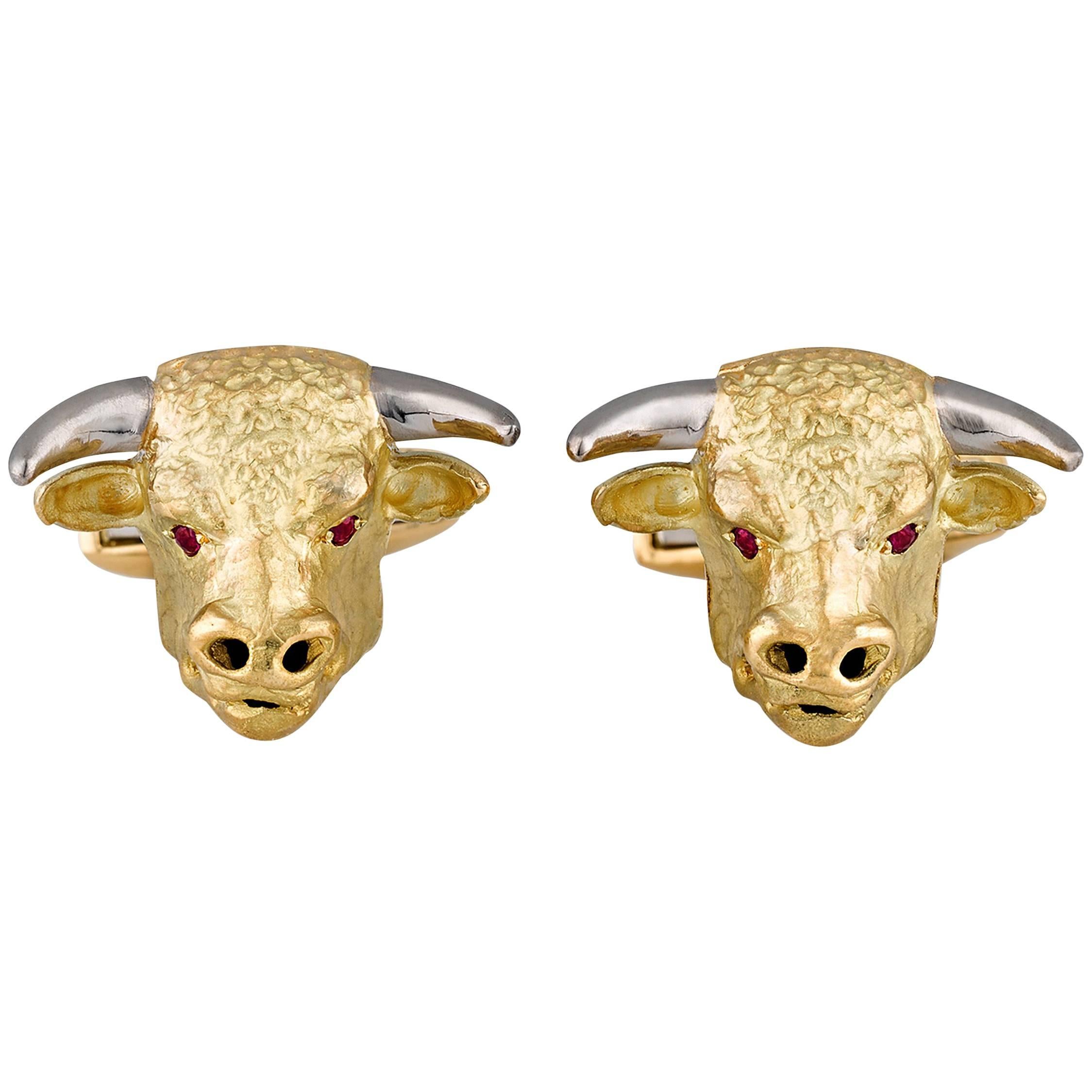 Bull's Head Gold Cufflinks
