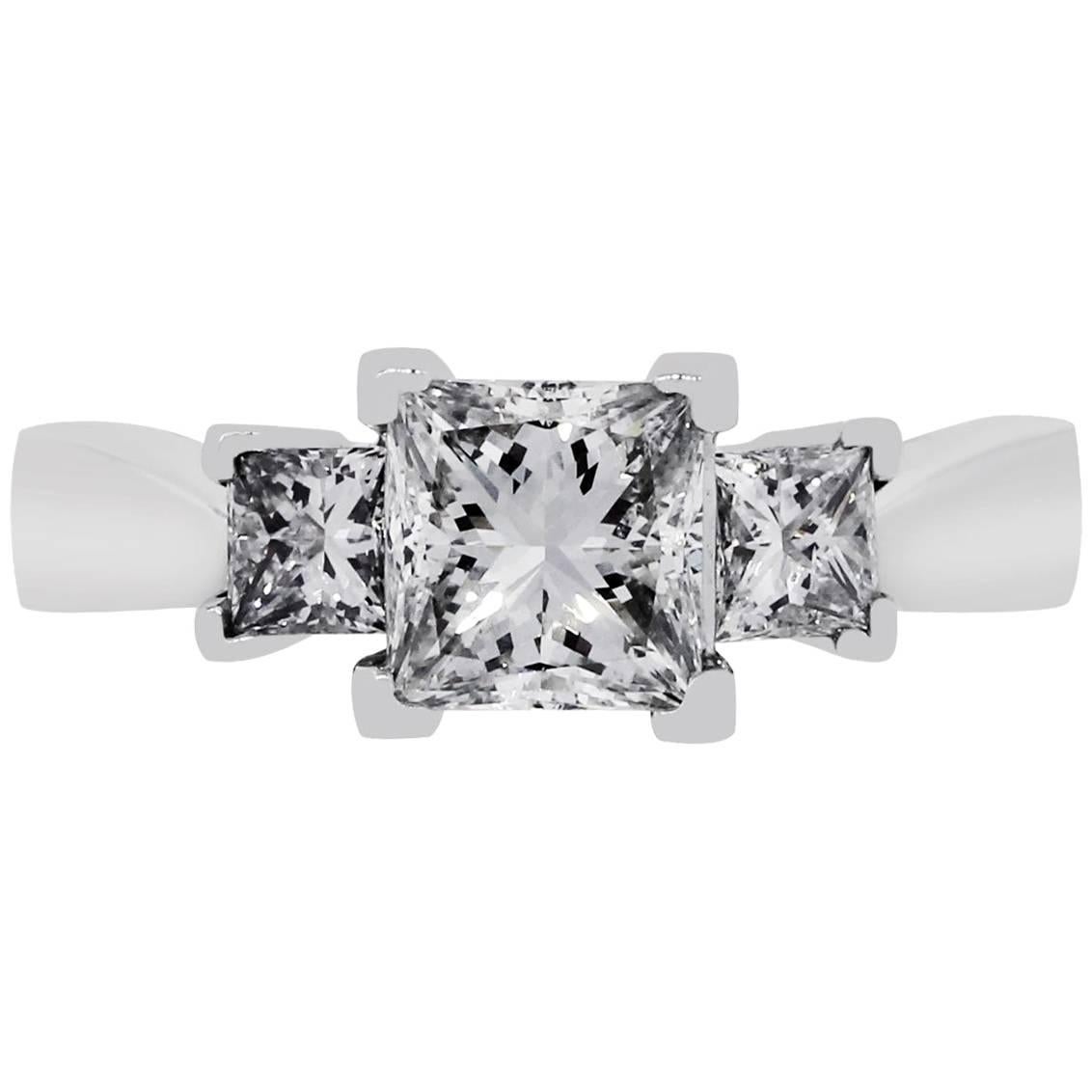 GIA Certified 1.51 Carat Princess Cut Diamond Engagement Ring