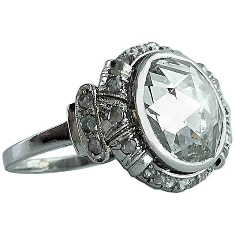 Art Deco Rose Cut Diamond on Platinum Ring