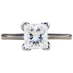 Contemporary Princess Cut Diamond Solitaire in 18 Carat White Gold