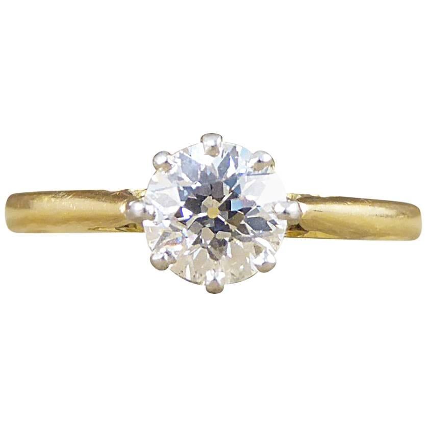 1930s Diamond Solitaire 0.71 Carat Ring in 18 Carat Yellow Gold