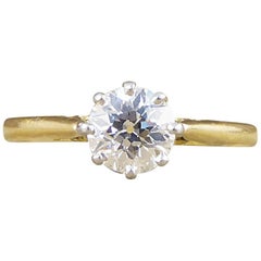 1930s Diamond Solitaire 0.71 Carat Ring in 18 Carat Yellow Gold