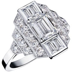 Ludmilla Emerald Cut Art Deco Diamond Ring by Valerie Danenberg