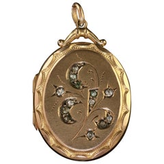 Antique Victorian 9 Carat Gold Paste Locket Halleys Comet, circa 1900
