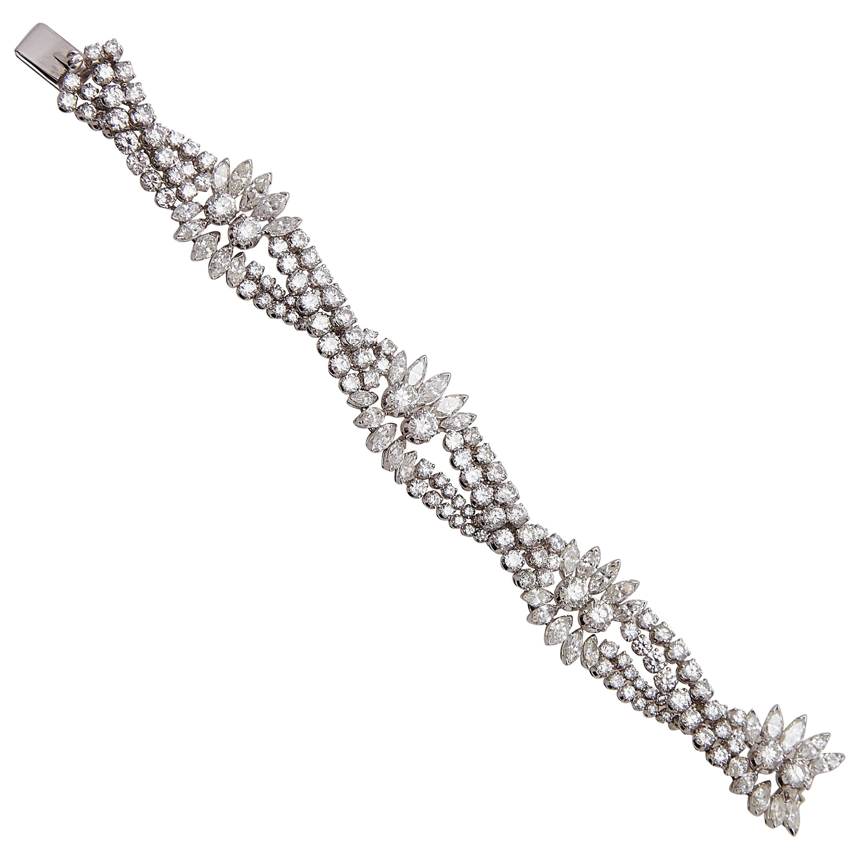 Diamond Platinum Bracelet For Sale