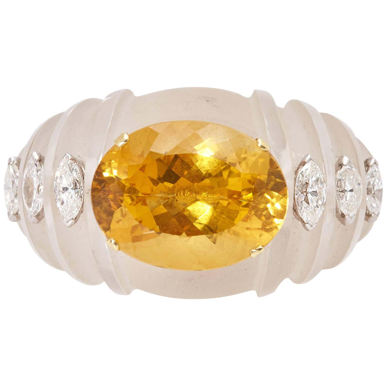 Rock Crystal Citrine Diamond Ring For Sale (Free Shipping) at 1stDibs