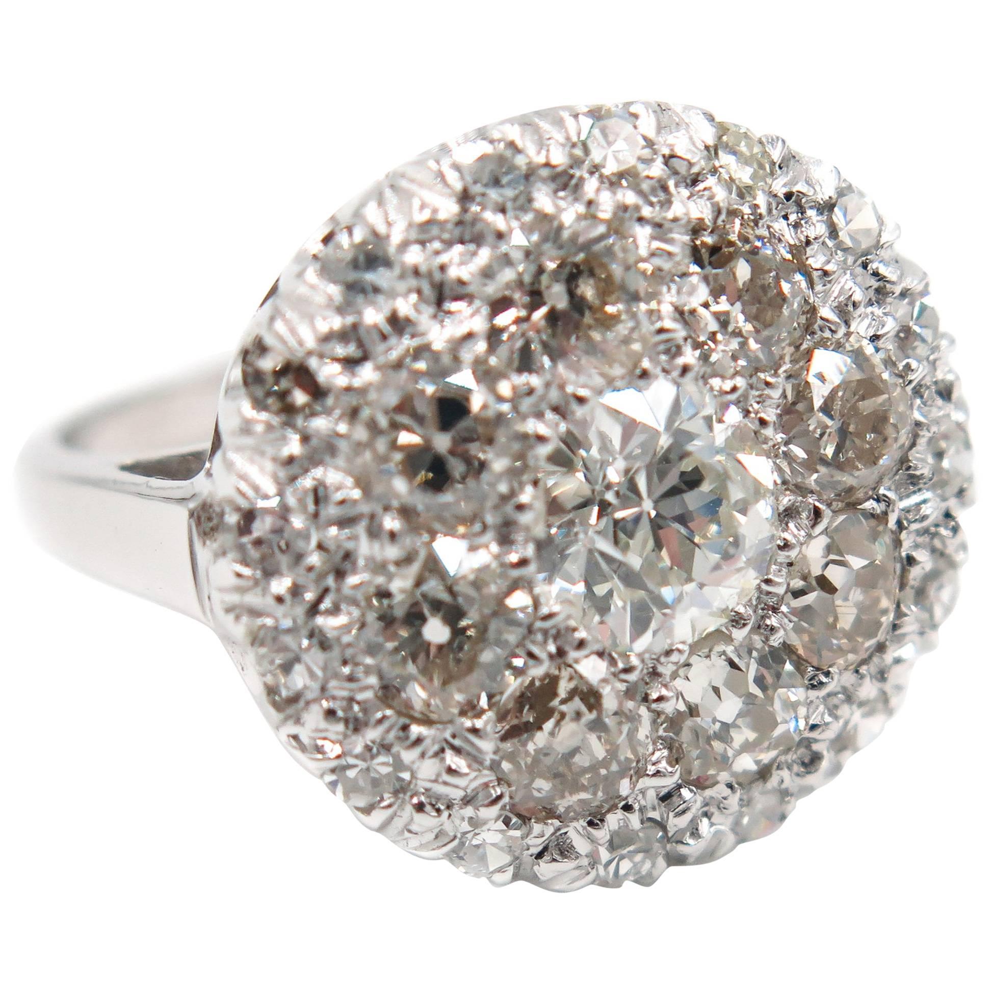 White Gold Diamond Cluster Cocktail Ring