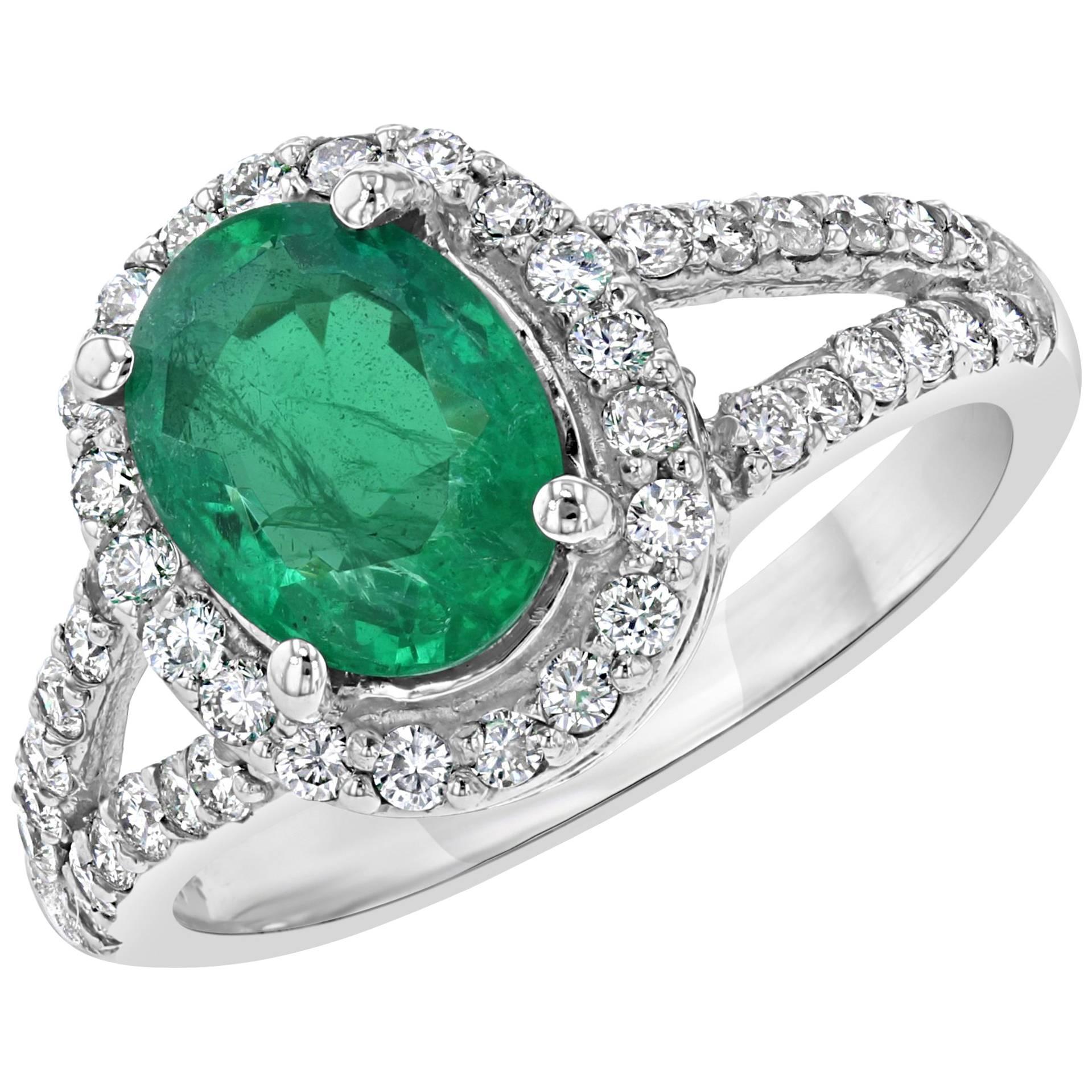 2.55 Carat Emerald Diamond Halo Ring