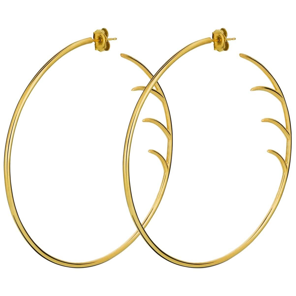 Luke Rose Hoop Earrings in Yellow Gold For Sale