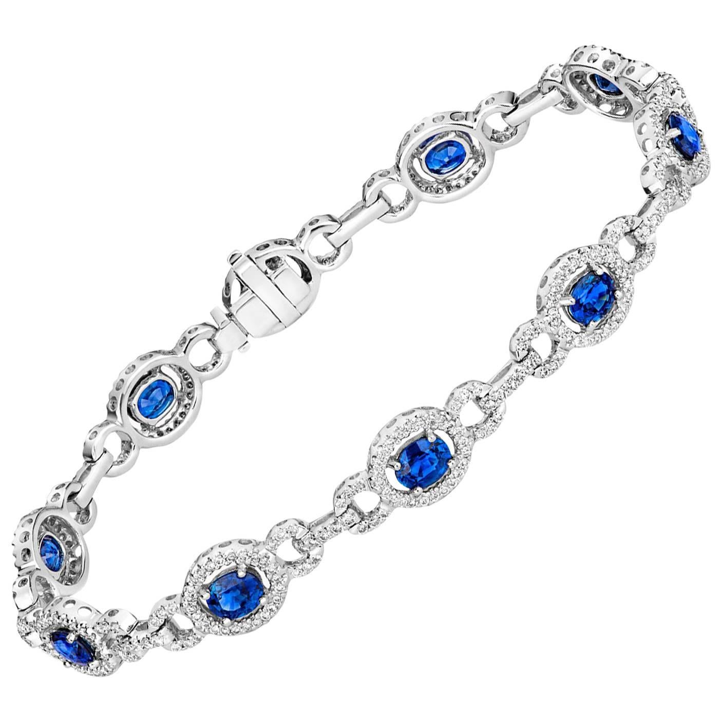 Tivon Fine Jewelry 'Heirloom' 18 Carat Blue Sapphire and Diamond Bracelet For Sale