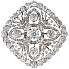 Antique Edwardian Bellé Époque Diamond Brooch and Pendant in Platinum