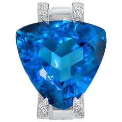 Blue Topaz Tourmaline Diamond White Gold Ring One of a Kind