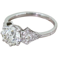 Art Deco 1.51 Carat Old European Cut Diamond Engagement Ring
