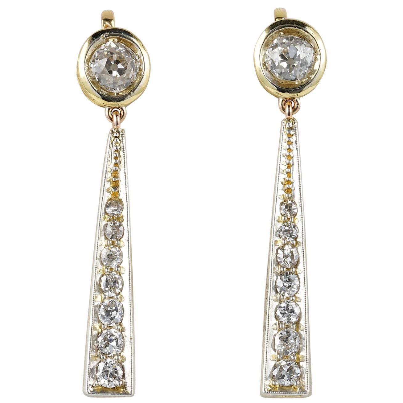 Edwardian 3.50 Carat Diamond Drop Earrings