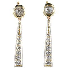 Antique Edwardian 3.50 Carat Diamond Drop Earrings