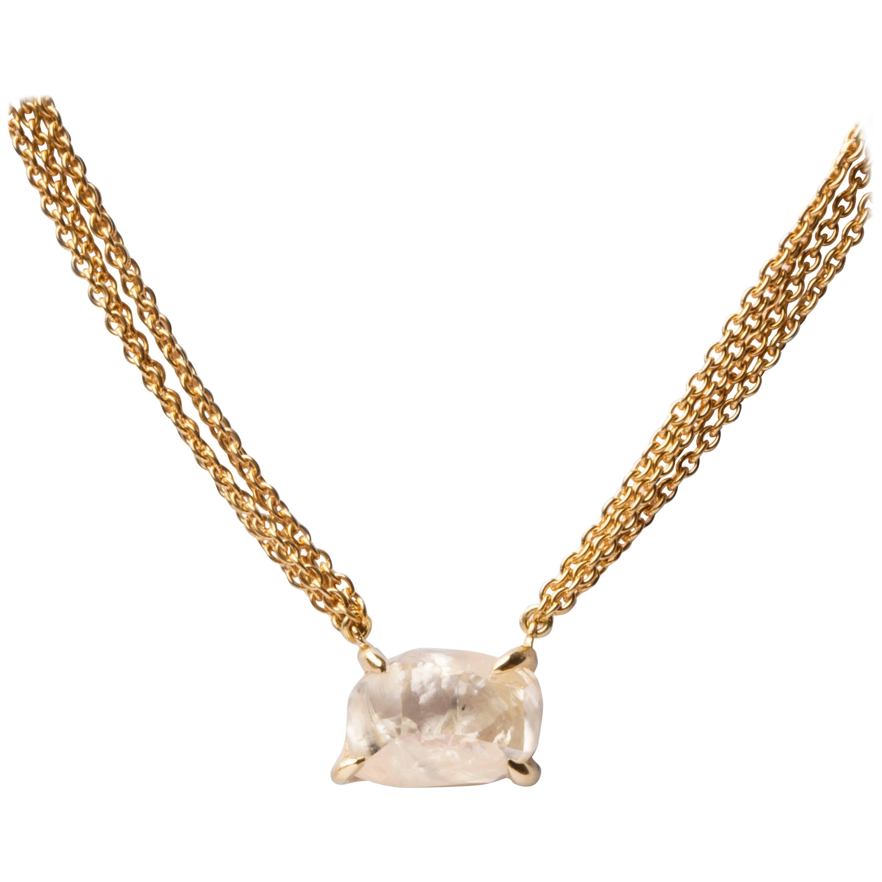 4.19 Carat Rough White Diamond Pendant Necklace For Sale