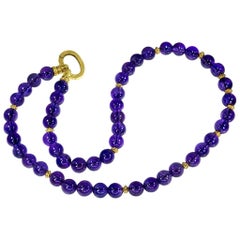 Amethyst Yellow Gold Bead Necklace One of a Kind
