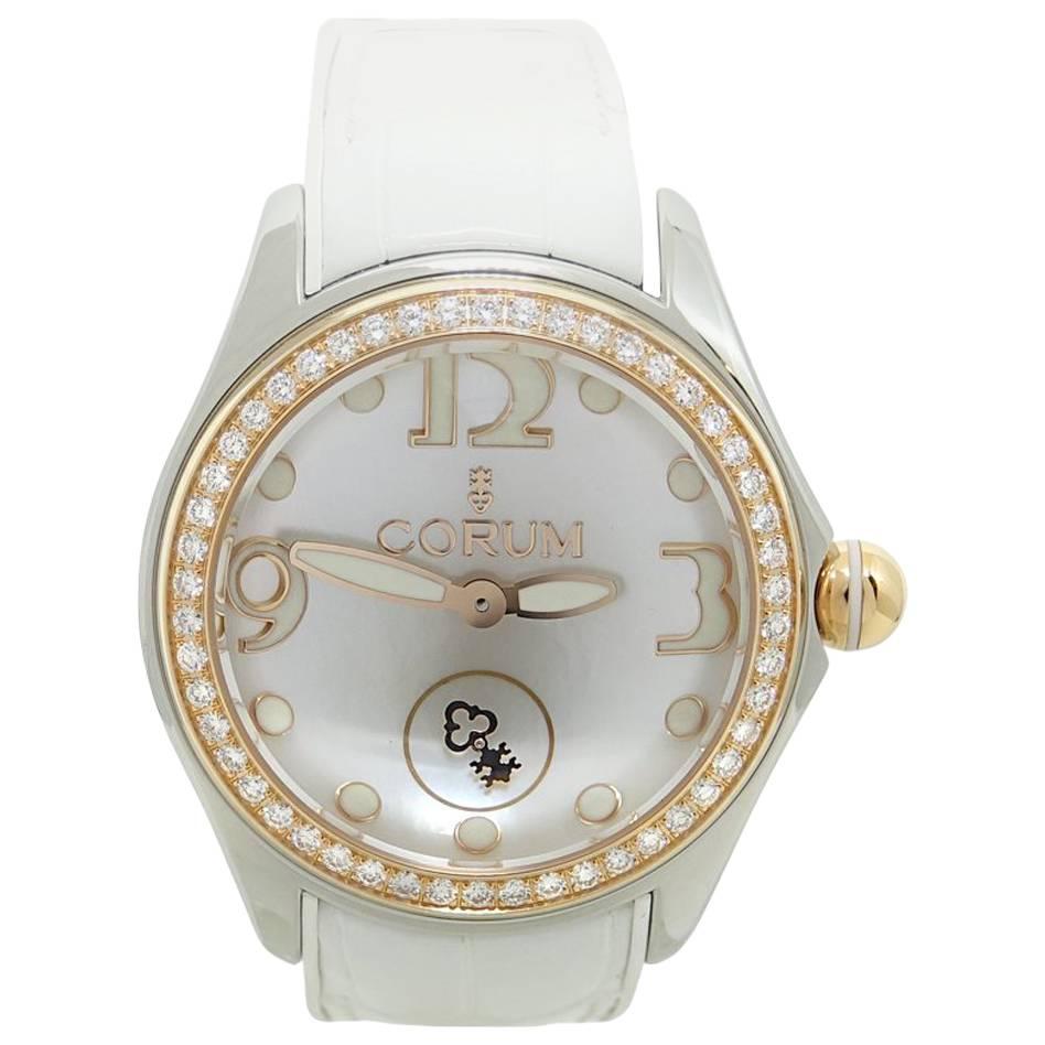 Corum Bubble Mother-of-Pearl Automatic Stainless Steel Wristwatch  For Sale