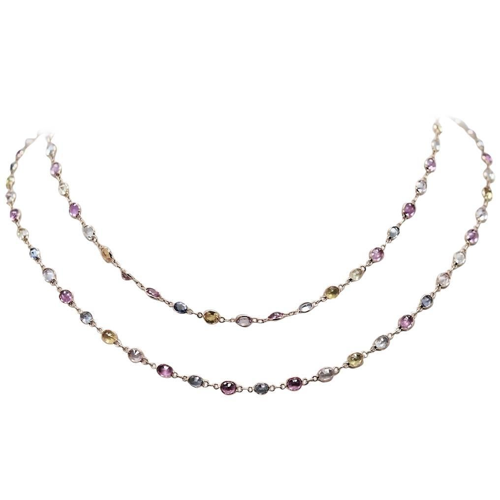 50 Carat Total Weight Sapphire Estate Necklace 18 Karat Rose Gold