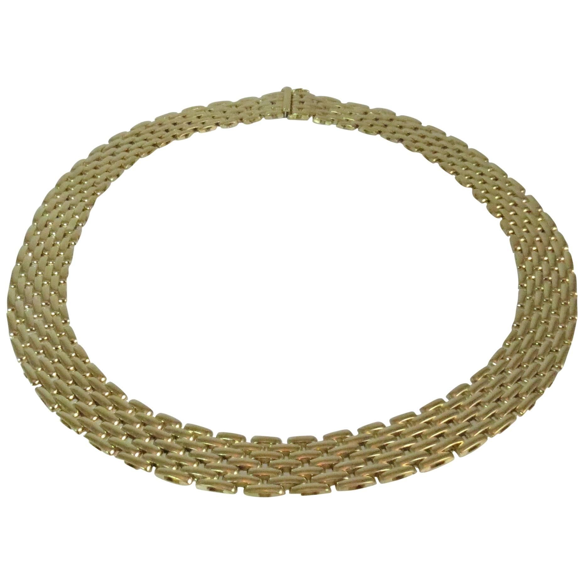 18 Karat Yellow Gold "Panther Link" Seven Row Necklace