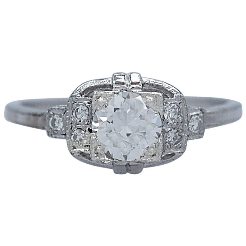 Antique Platinum .55 Carat Diamond Engagement Ring Barth