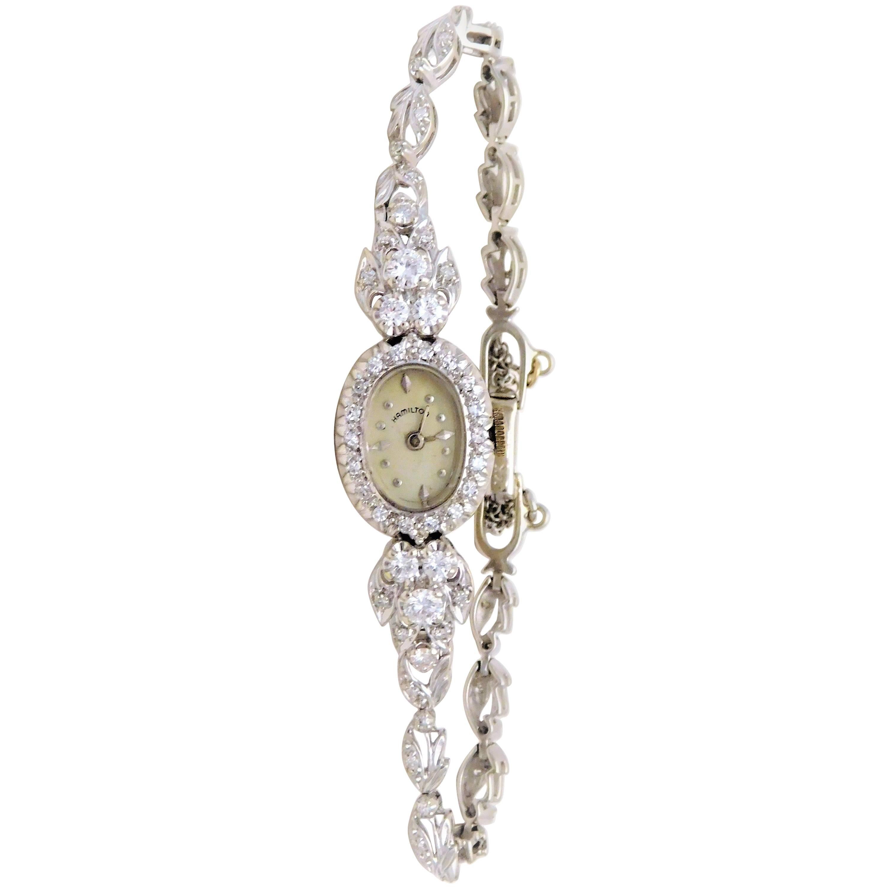 Hamilton Ladies White Gold Diamond Wristwatch, circa 1920