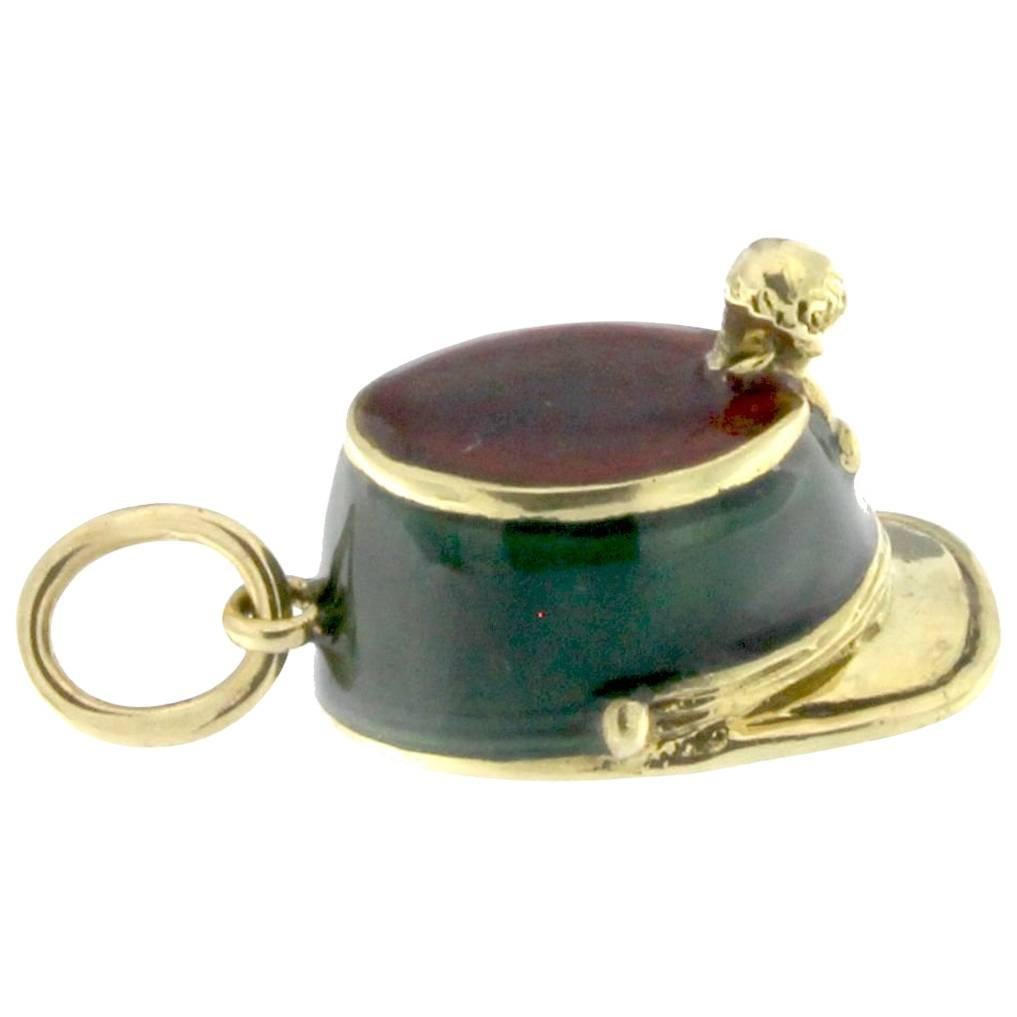 Enameled Pendant Cap from Bargais in 18 Karat Gold