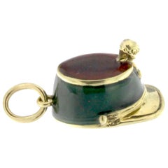 Enameled Pendant Cap from Bargais in 18 Karat Gold