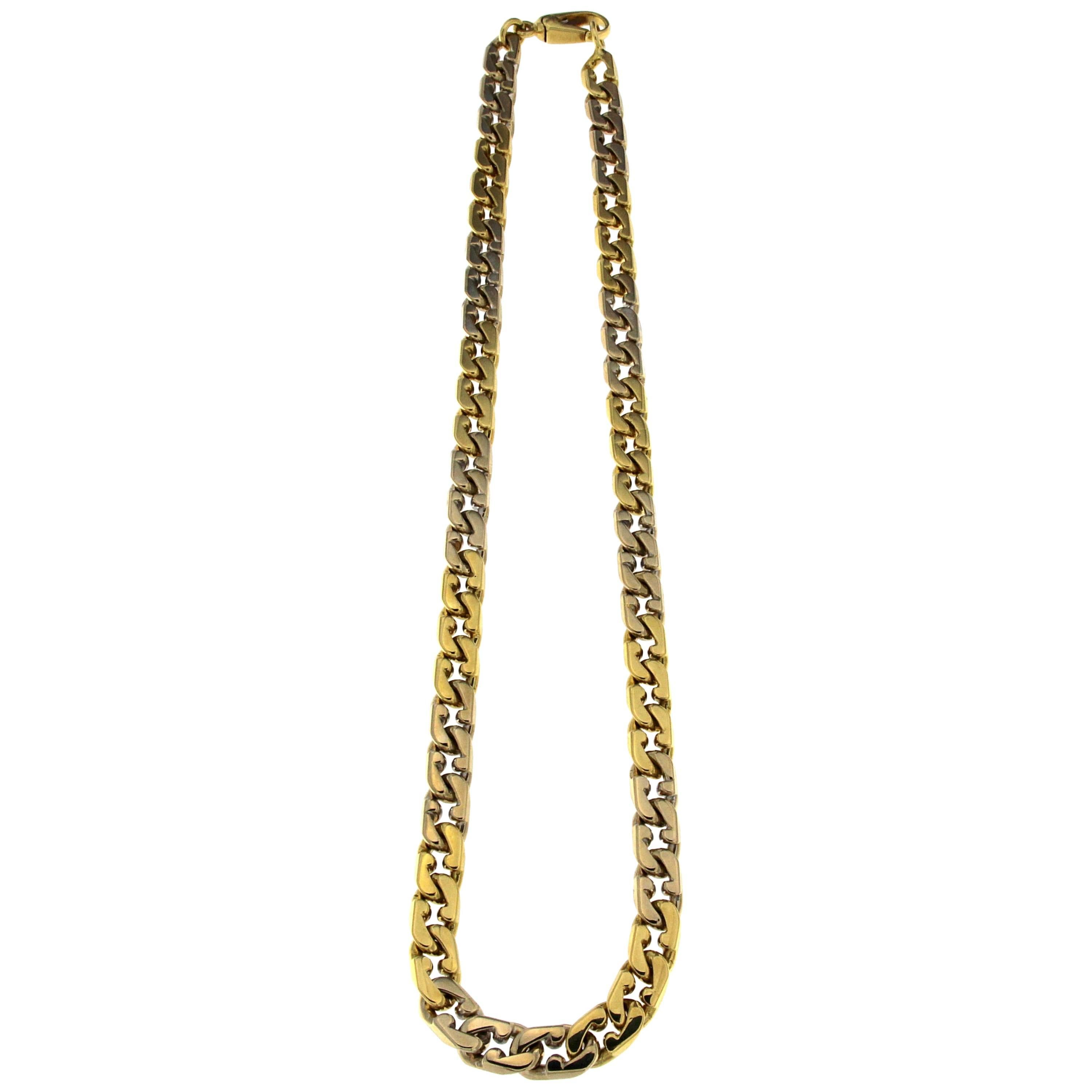 18 Karat White/Yellow Gold Chain Necklace