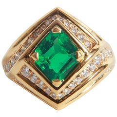 18K Yellow gold, Emerald 1, 23 carats and Diamond Ring by Marion Jeantet