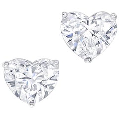 3.06 D and 3.01 F Carat Flawless Heart Shape Diamond Stud Earrings