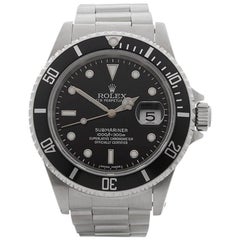 Retro Rolex Stainless Steel Submariner Automatic Wristwatch Ref 16610, 1991