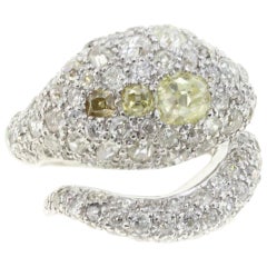 Old Diamonds Snake Fashion 18 kt White Gold Ring