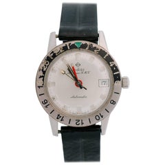 1950s Zodiac Aerospace GMT Stainless Steel Wristwatch