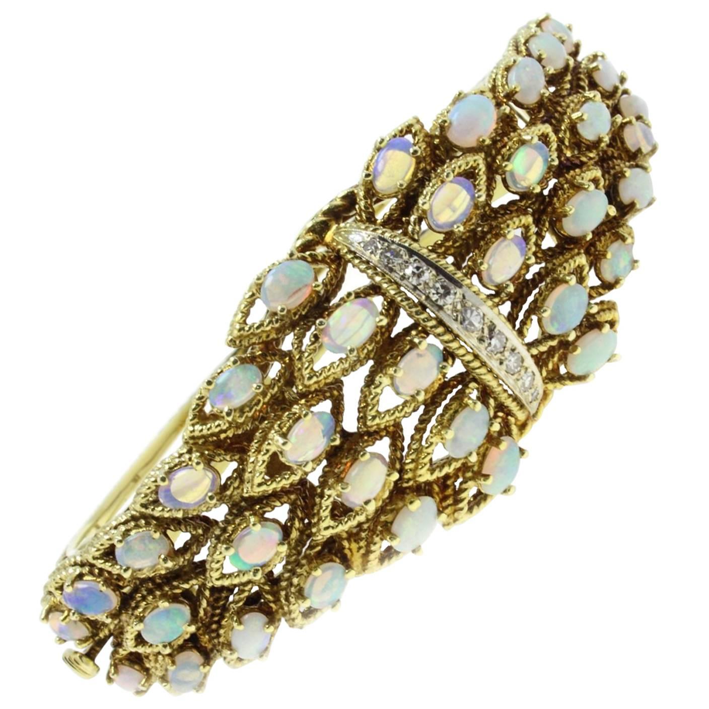  Diamonds Opals Retrò Gold Bracelet