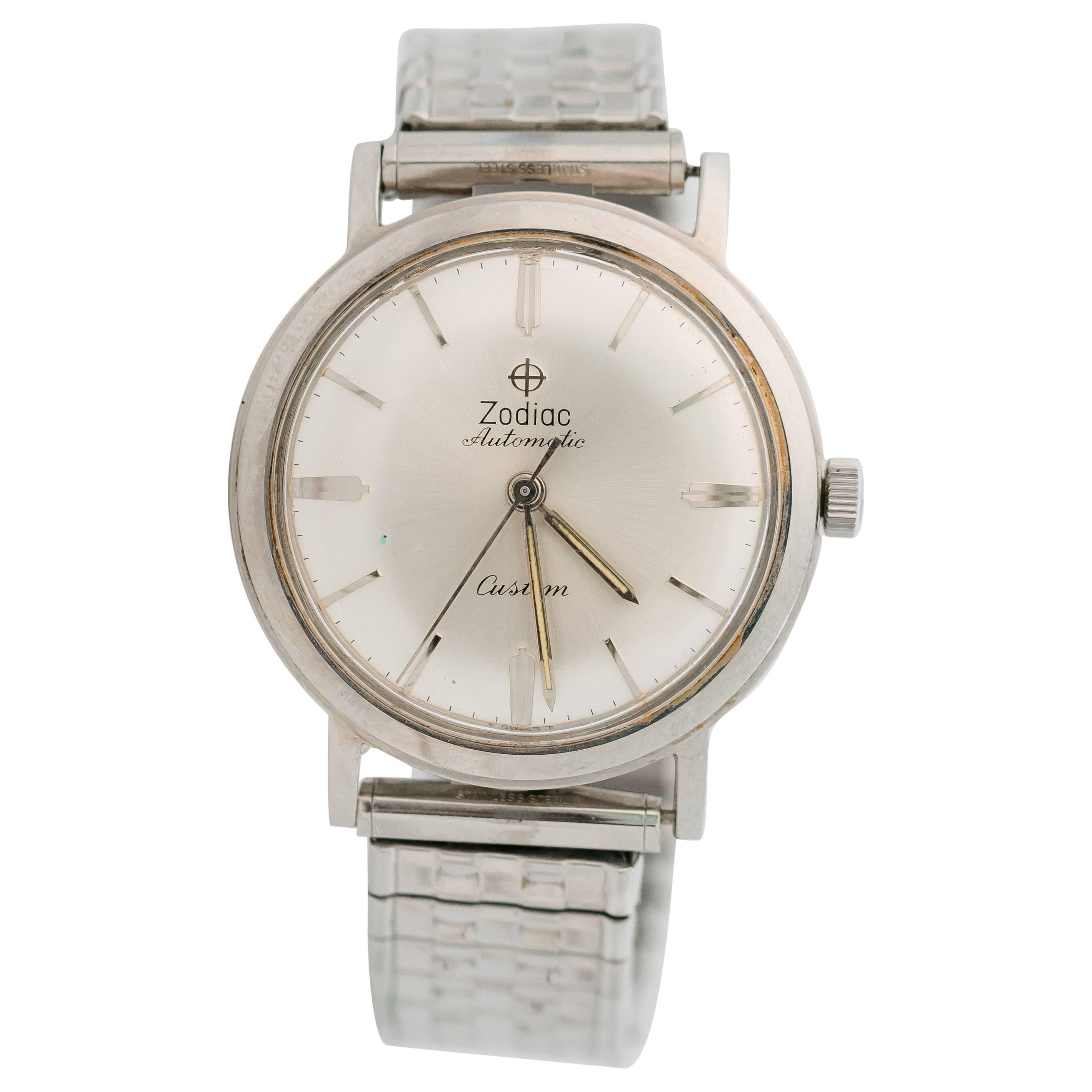 1950s Zodiac Custom Stainless Steel Wrist Watch
