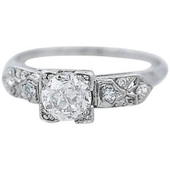 .94 carat diamond .94 Carat Diamond Antique Platinum Engagement Ring