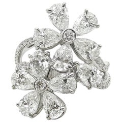 4.64 Carat Diamond Flower Style White Gold Ring