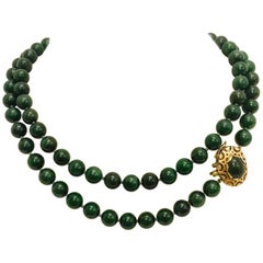 Classic 18 Karat Jade Bead Necklace