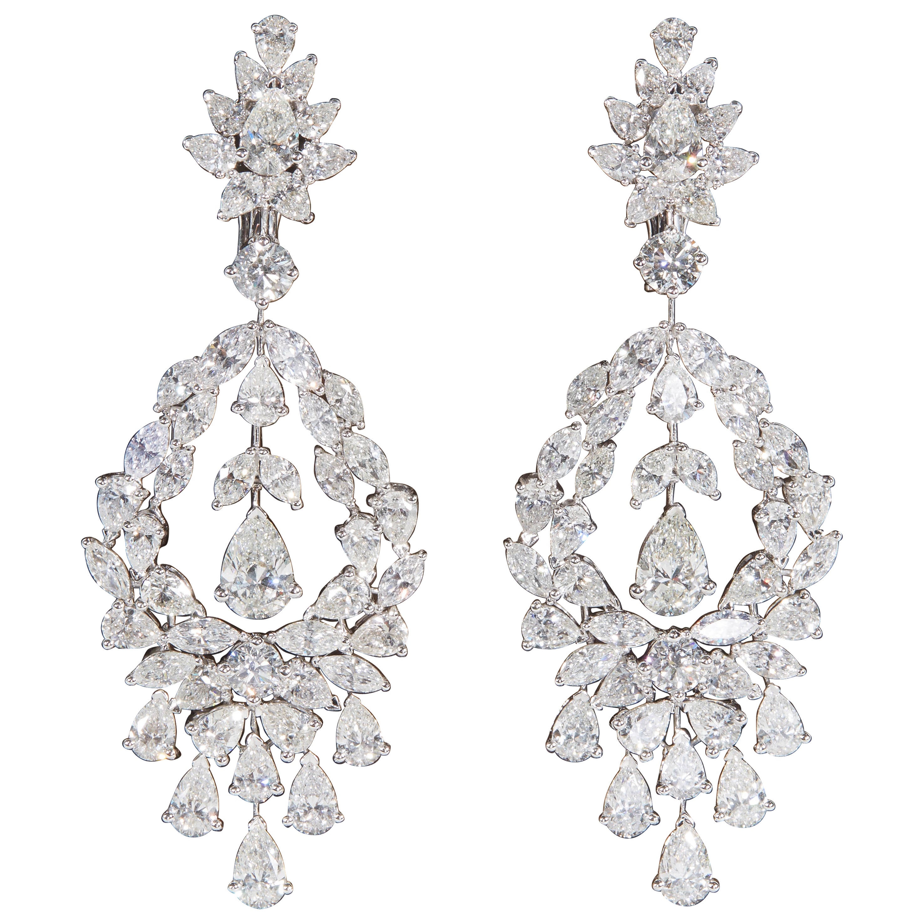 Amazing Emerald Cut Illusion Diamond Drop Earrings For Sale at 1stDibs