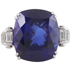 Vintage Tanzanite and Diamond Ring