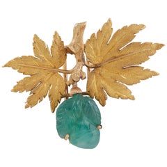 Buccellati Gold and Carved Emerald Brooch