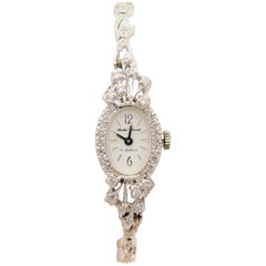 Antique Andre Cherval Ladies White Gold Diamond art deco wristwatch 
