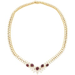 Van Cleef & Arpels Paris Diamond Ruby Gold Necklace