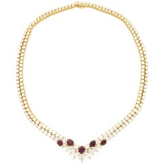 Van Cleef & Arpels Paris Diamond Ruby Gold Necklace