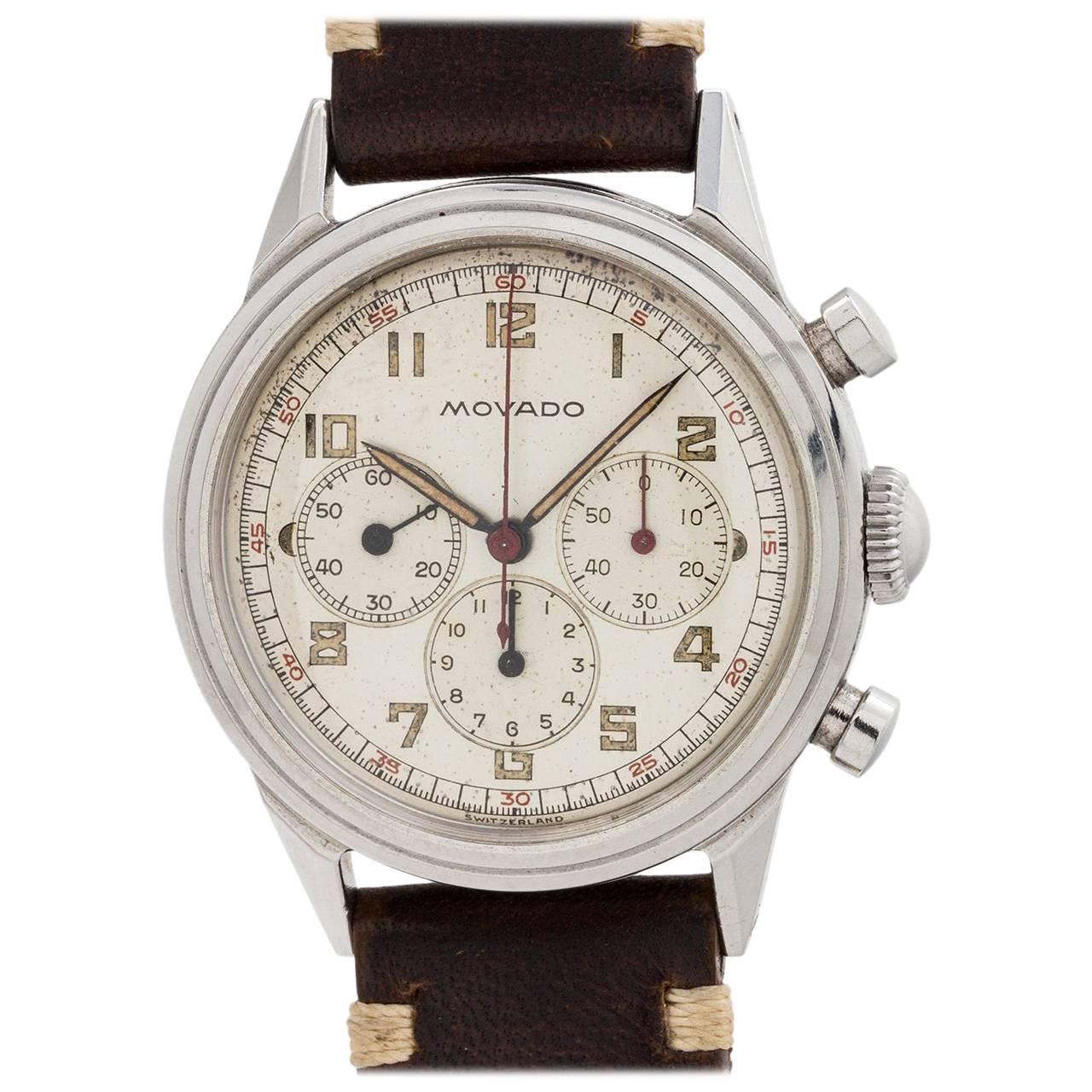 Movado Stainless Steel Chronograph manual wristwatch, circa 1950s