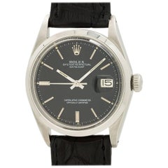 Rolex stainless steel Datejust Black Dial wristwatch Ref 1600, circa 1974
