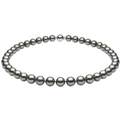 Yoko London 10mm Tahitian Pearl Classic Row Necklace on 18 Karat White Gold